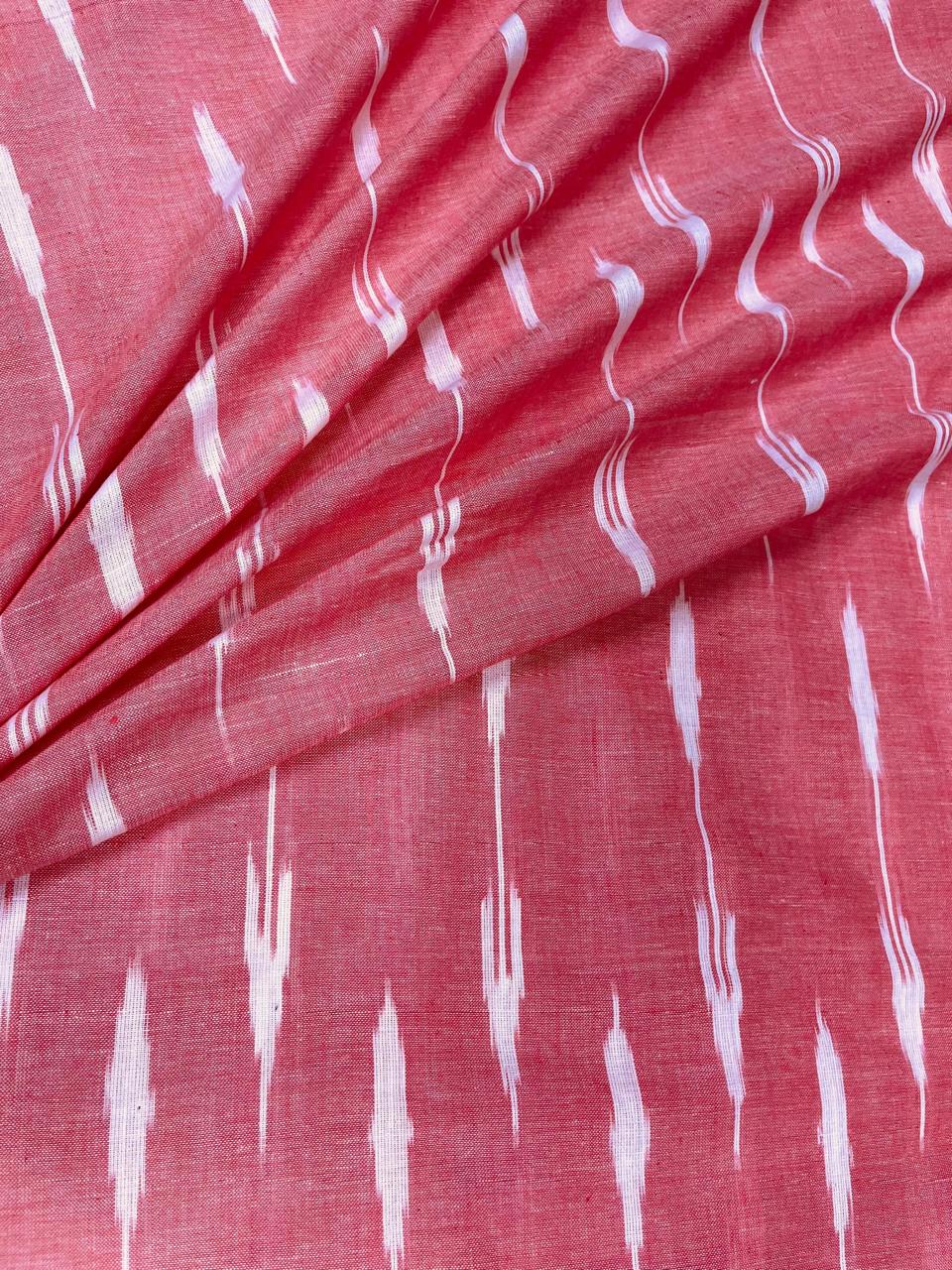 Rose Pink Ikat Cotton Fabric