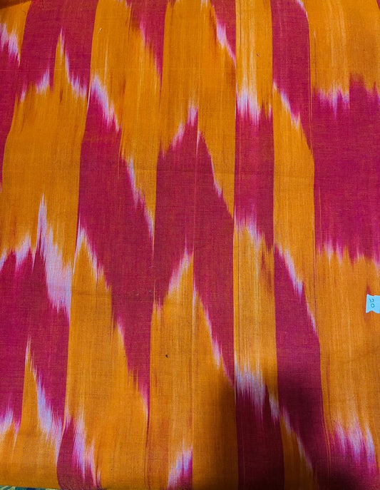 Sunset Orange Pink Ikat Fabric