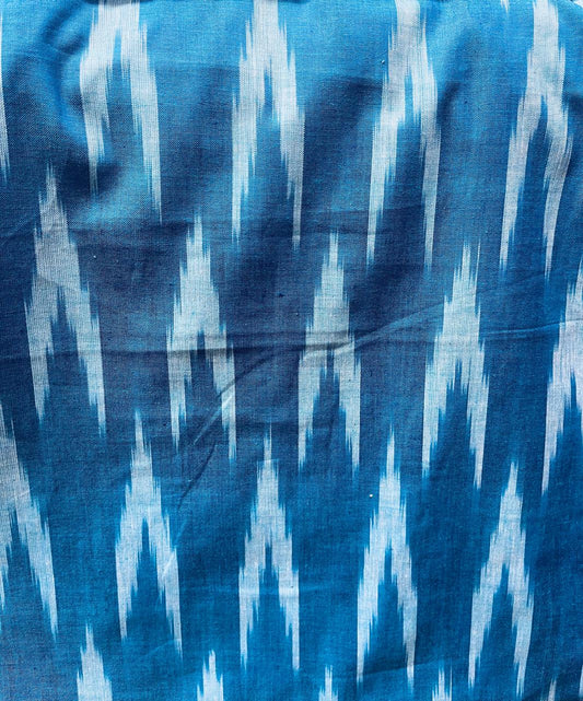 Teal Blue Ikat Cotton Fabric