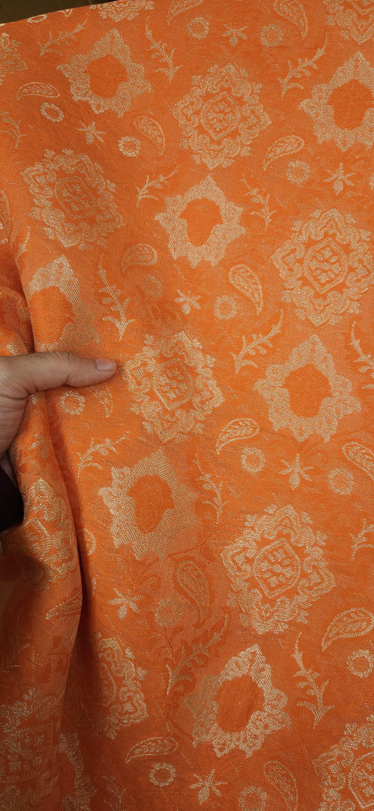 Vibrant Orange Designer Brocket Suit Material