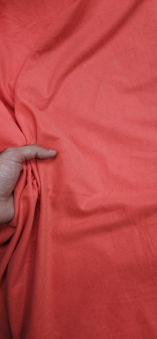 Coral Peach Plain Suede Colour Fabric