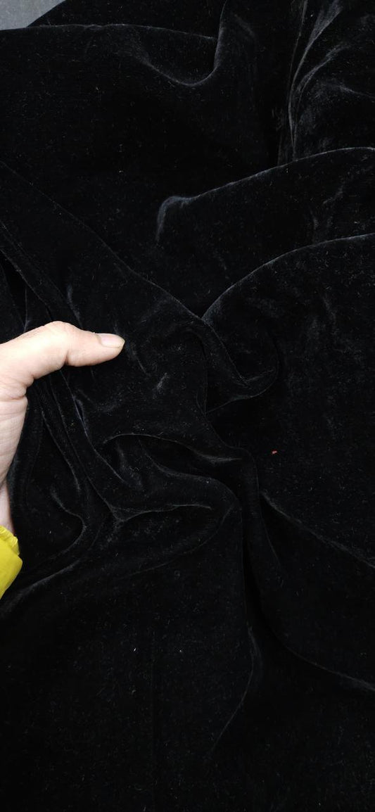 Classic Black Velvet Feel Soft Micro Velvet Fabric