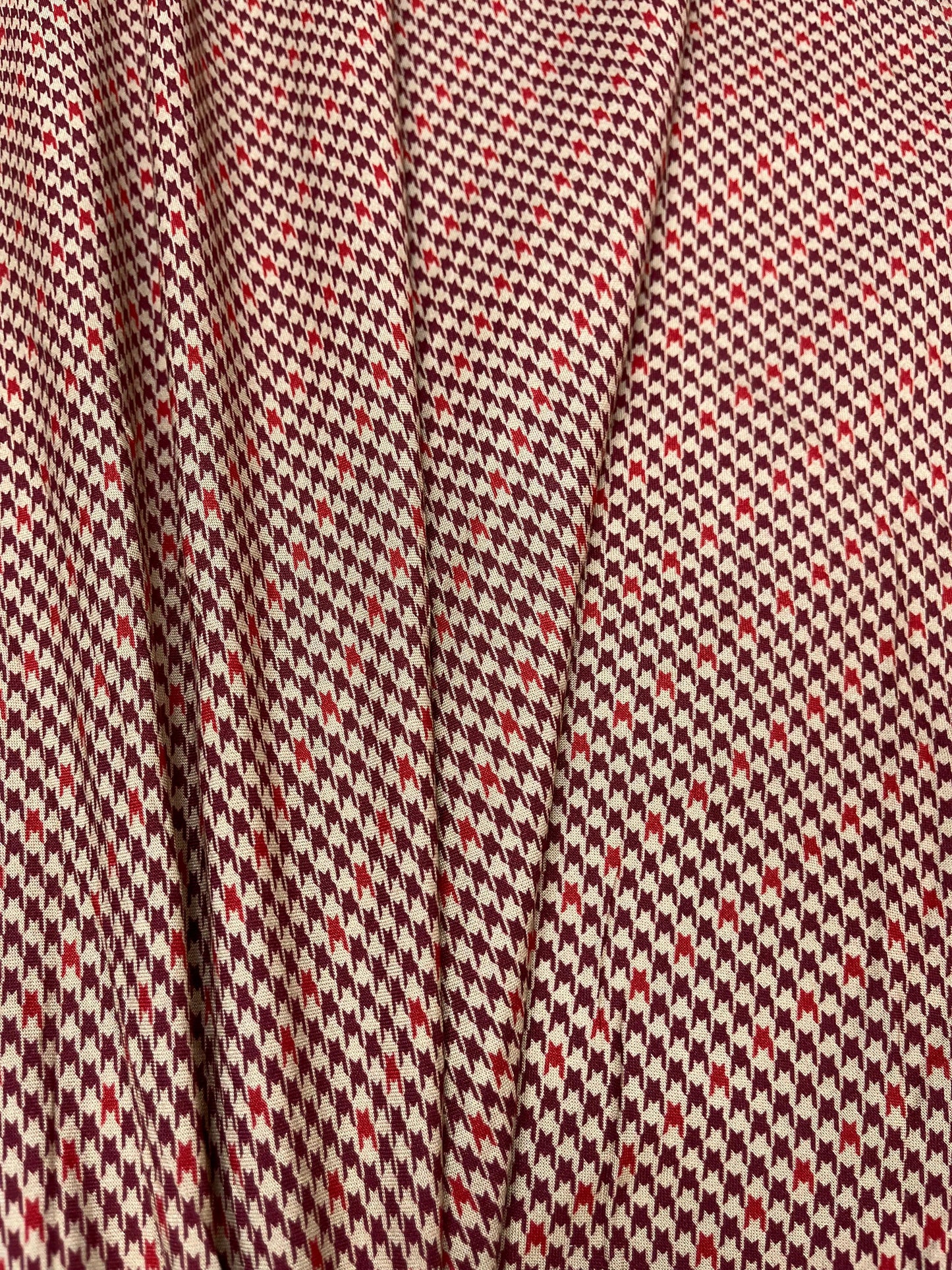 Wine Houndstooth Classic Rayon Fabric