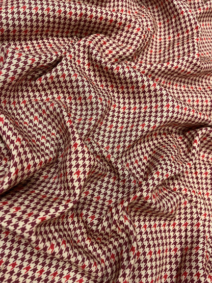 Wine Houndstooth Classic Rayon Fabric