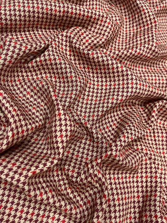 Wine Houndstooth Classic Rayon Fabric