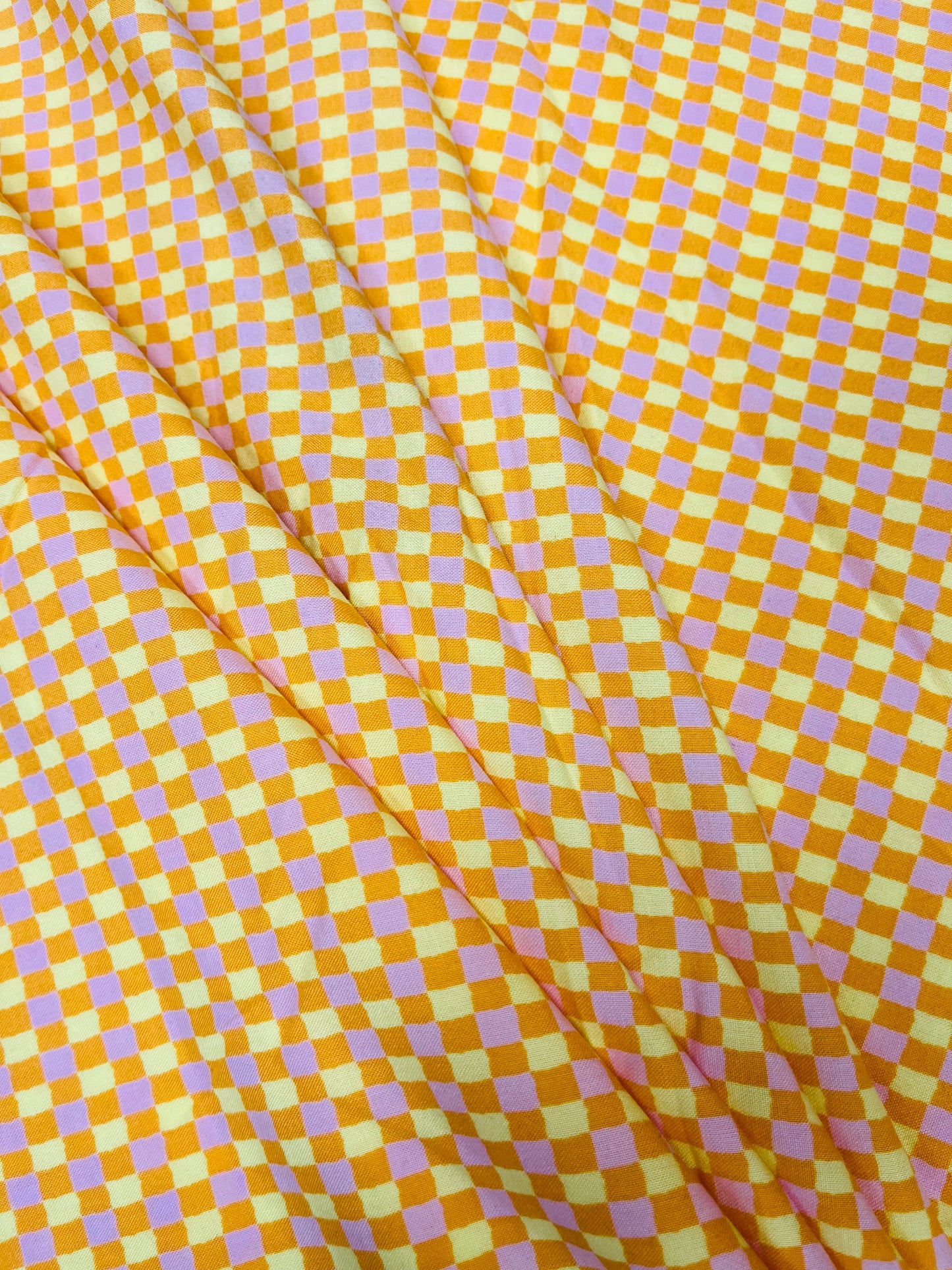 Sunset Pastel Check Rayon Fabric