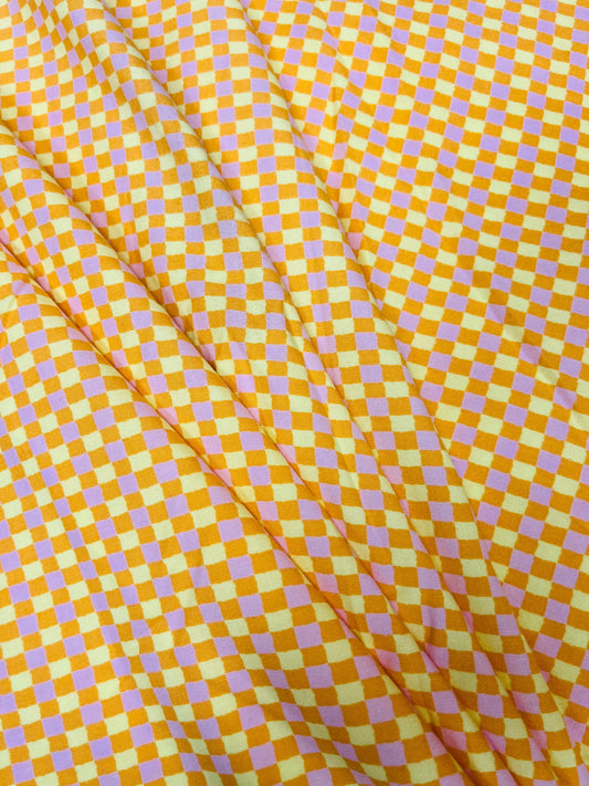 Sunset Pastel Check Rayon Fabric