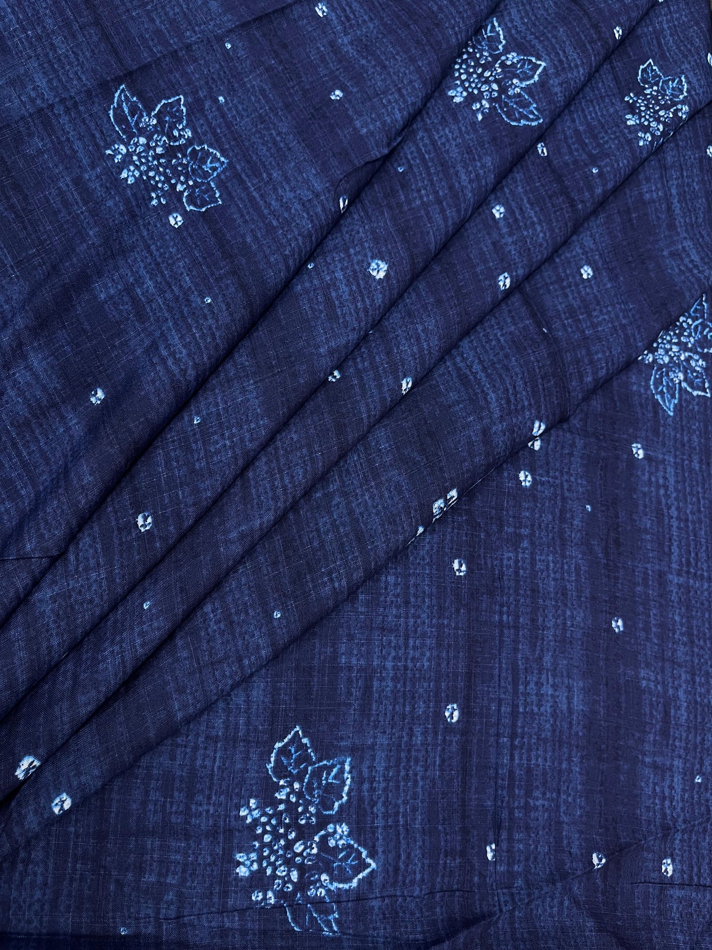 Navy Blue Buti Print Rayon Fabric