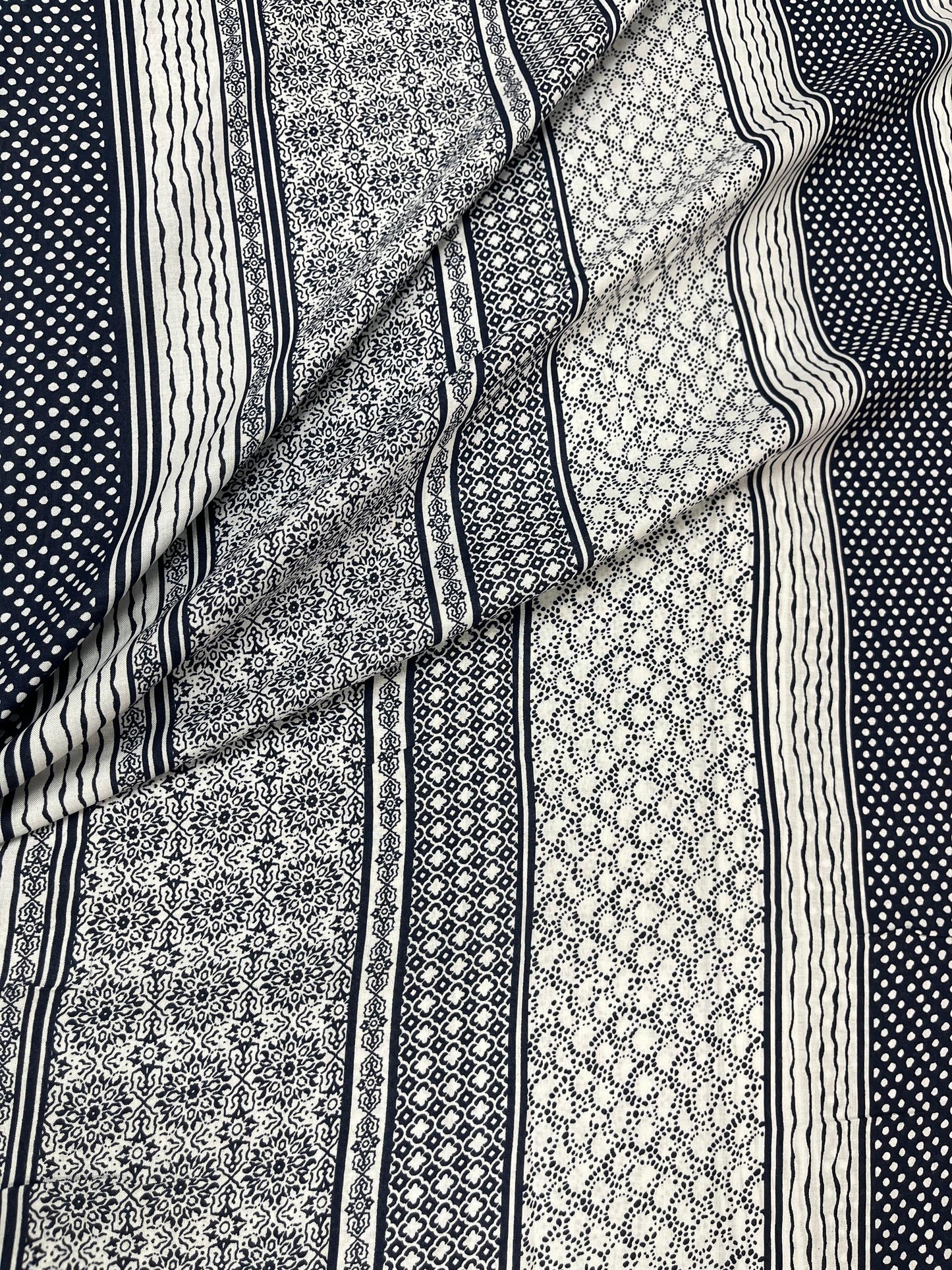 Black & White Patchwork Print Rayon Fabric