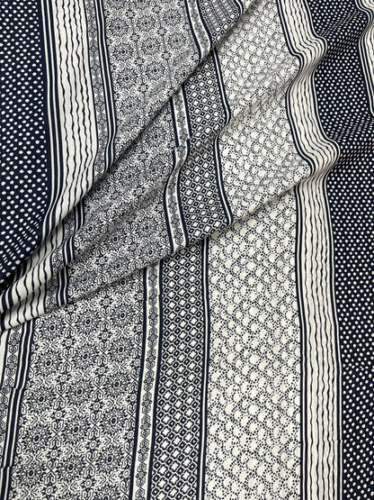 Black & White Patchwork Print Rayon Fabric