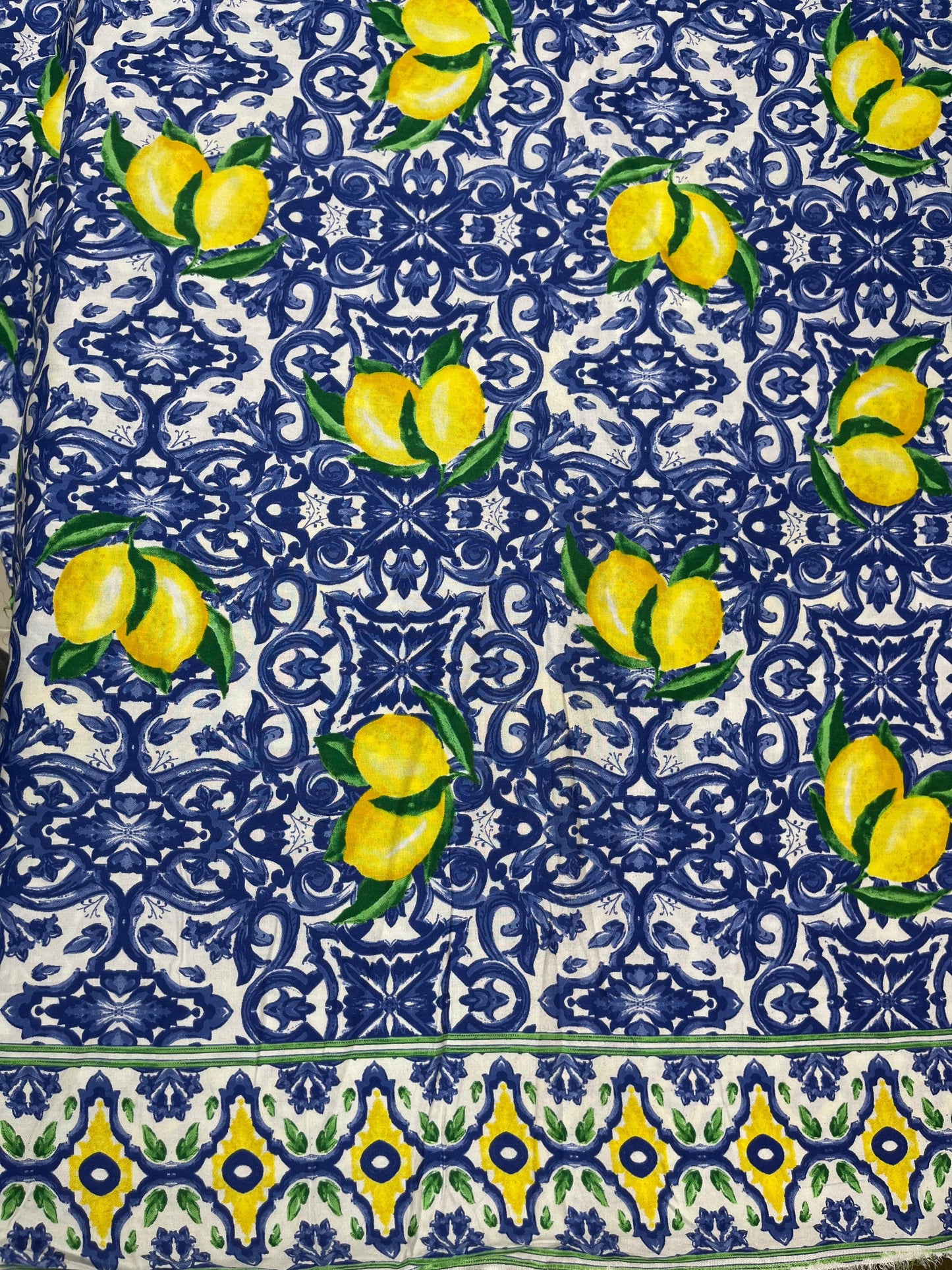 Lemon Print Designer Rayon Fabric