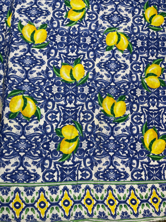 Lemon Print Designer Rayon Fabric
