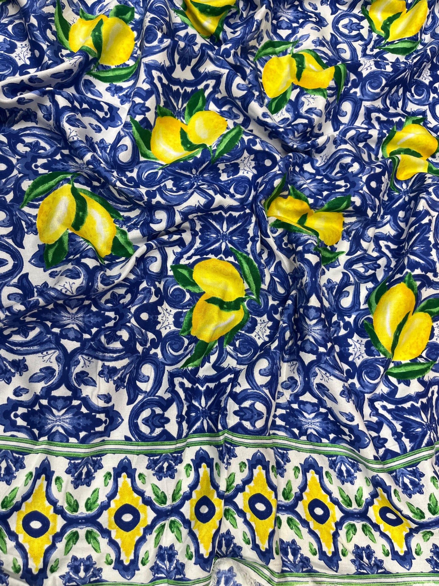 Lemon Print Designer Rayon Fabric