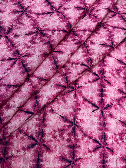 Pink Abstract Print Rayon Fabric