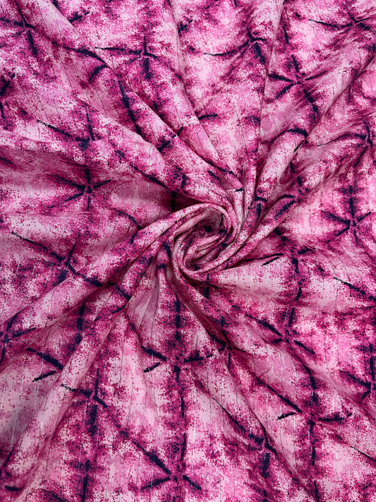 Pink Abstract Print Rayon Fabric