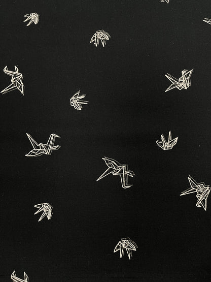 Black Origami Bird Print Premium Rayon