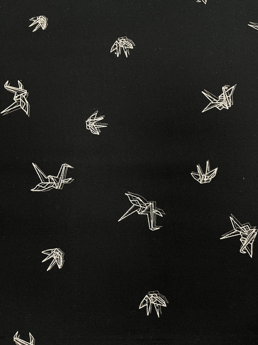 Black Origami Bird Print Premium Rayon