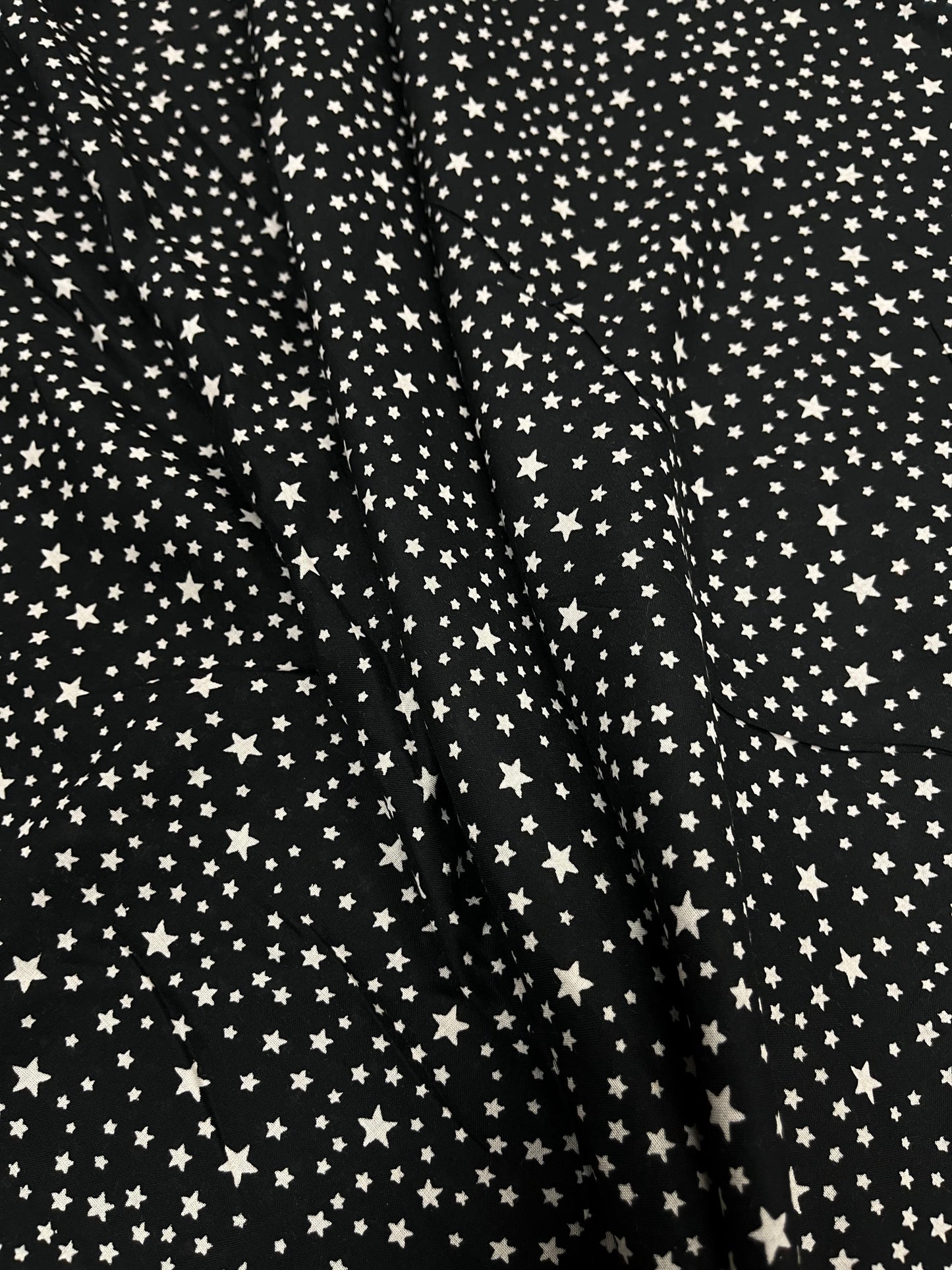 Black Star Print Premium Rayon Fabric