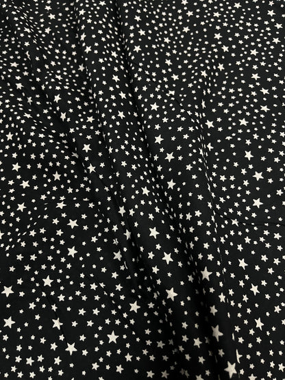 Black Star Print Premium Rayon Fabric