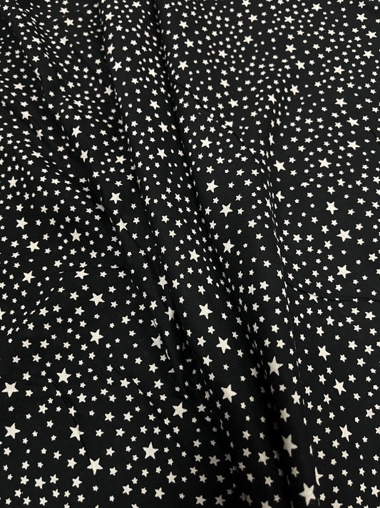 Black Star Print Premium Rayon Fabric