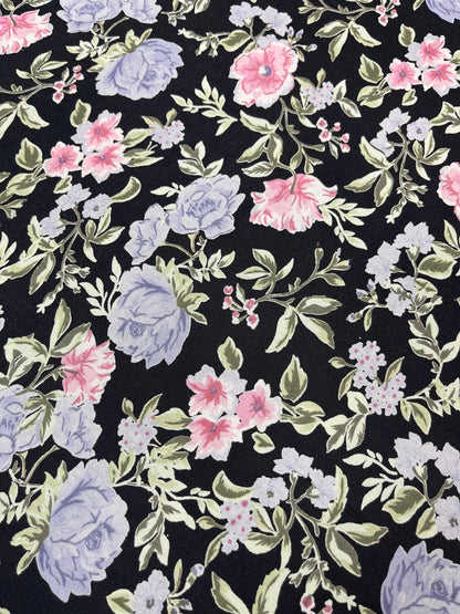 Midnight Garden Blossom Premium Rayon Fabric