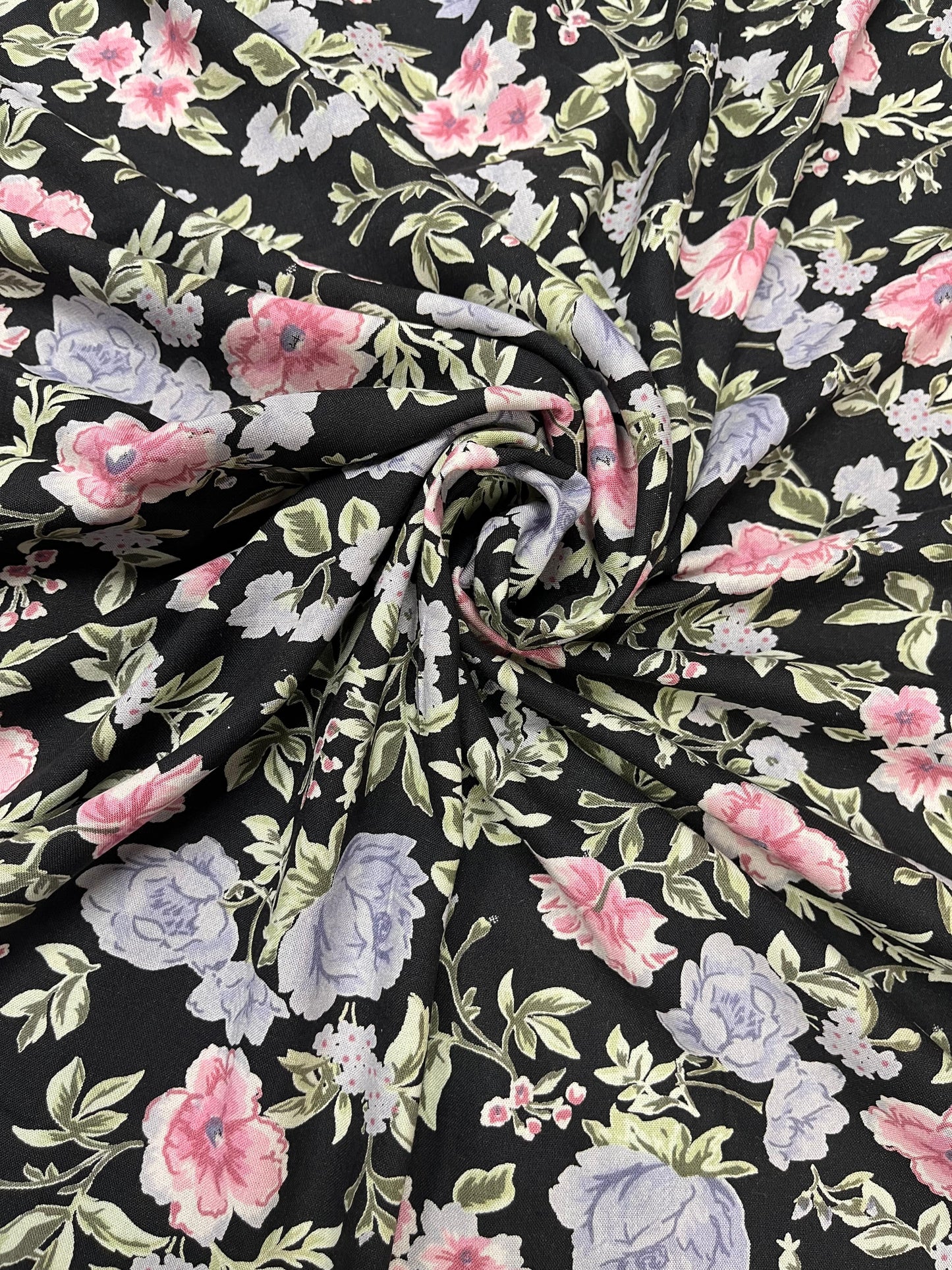 Midnight Garden Blossom Premium Rayon Fabric