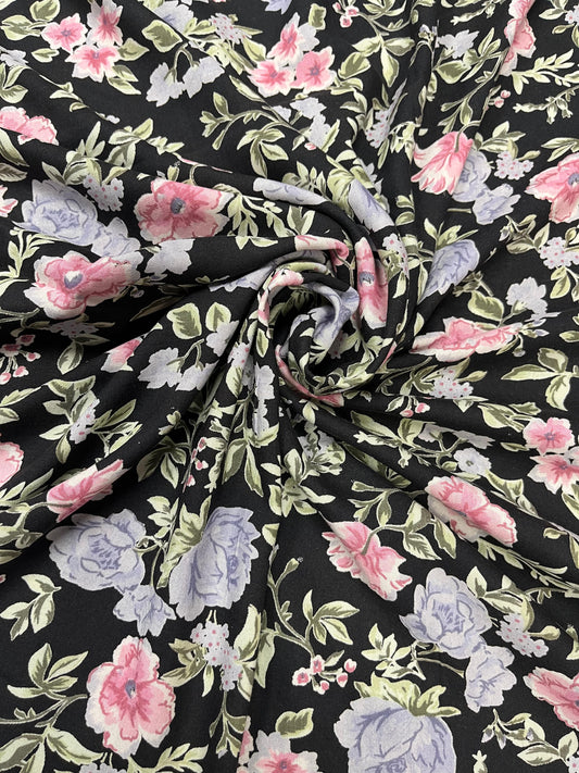 Midnight Garden Blossom Premium Rayon Fabric