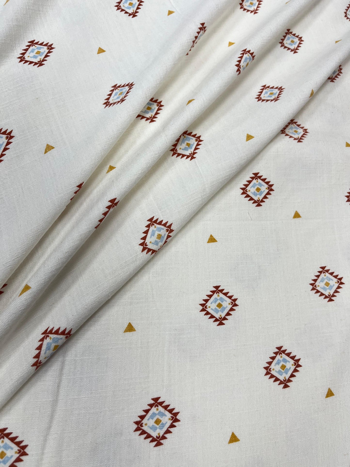 Ivory Tribal Buti Rayon Fabric
