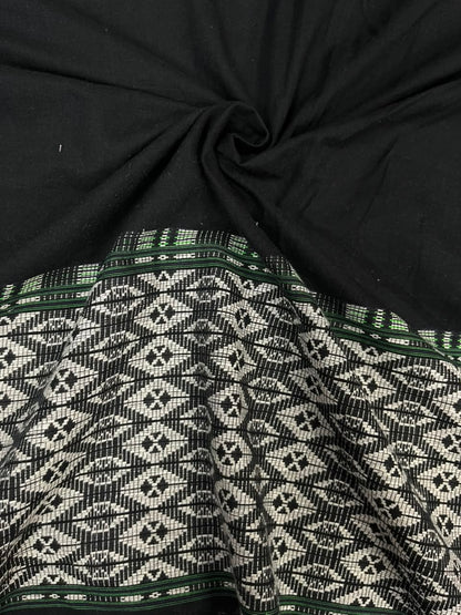 Premium Black Geometric Border Cotton Fabric
