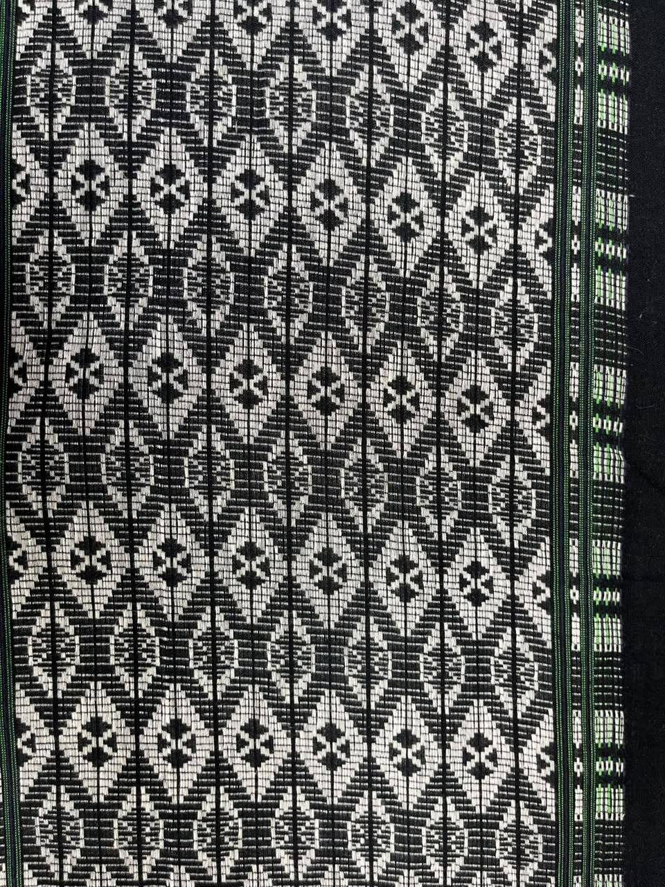 Premium Black Geometric Border Cotton Fabric