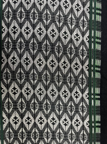 Premium Black Geometric Border Cotton Fabric