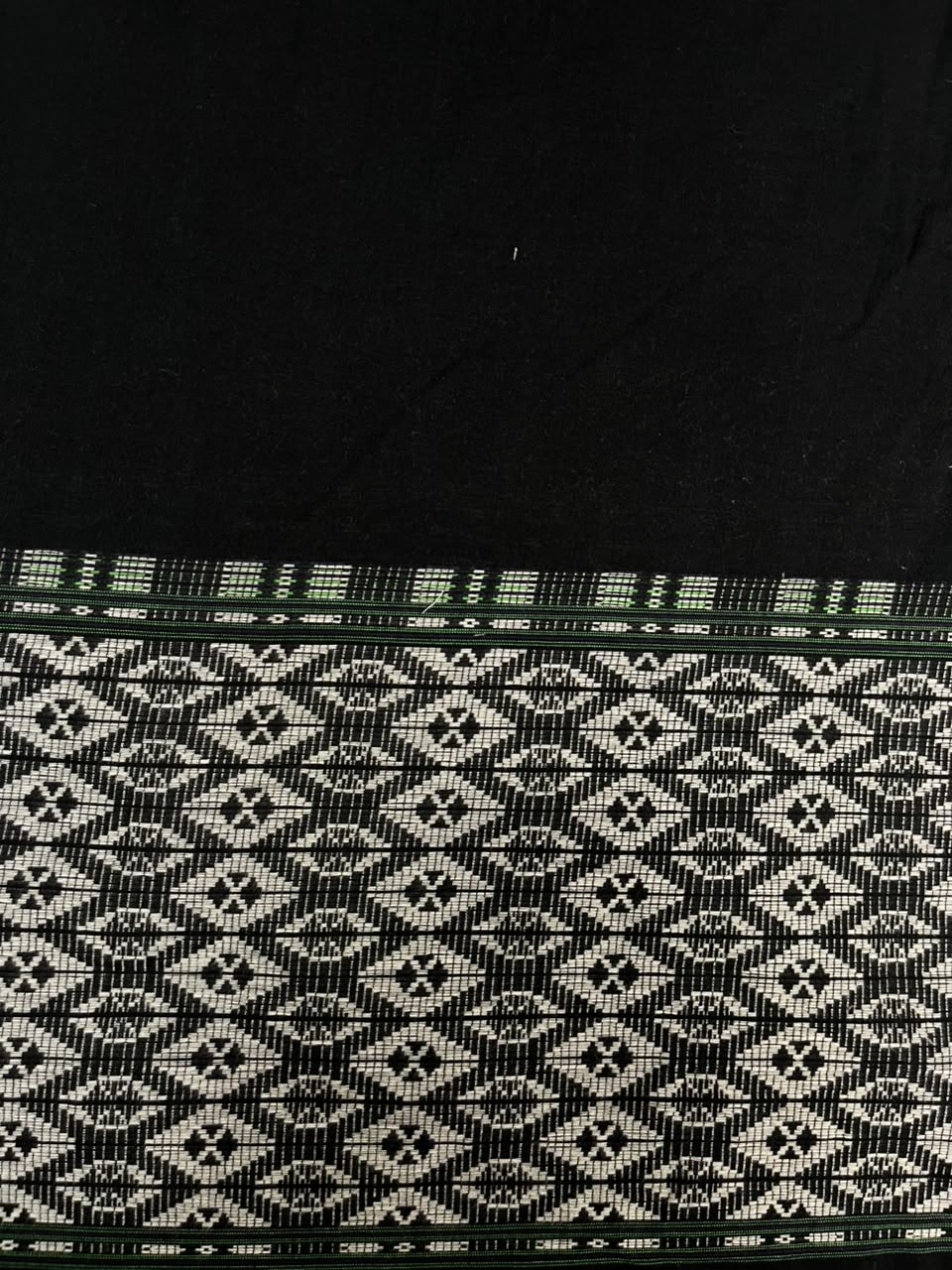 Premium Black Geometric Border Cotton Fabric
