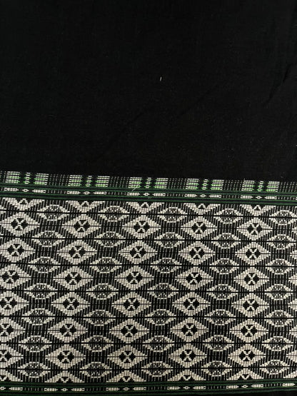 Premium Black Geometric Border Cotton Fabric