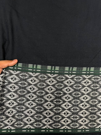 Premium Black Geometric Border Cotton Fabric