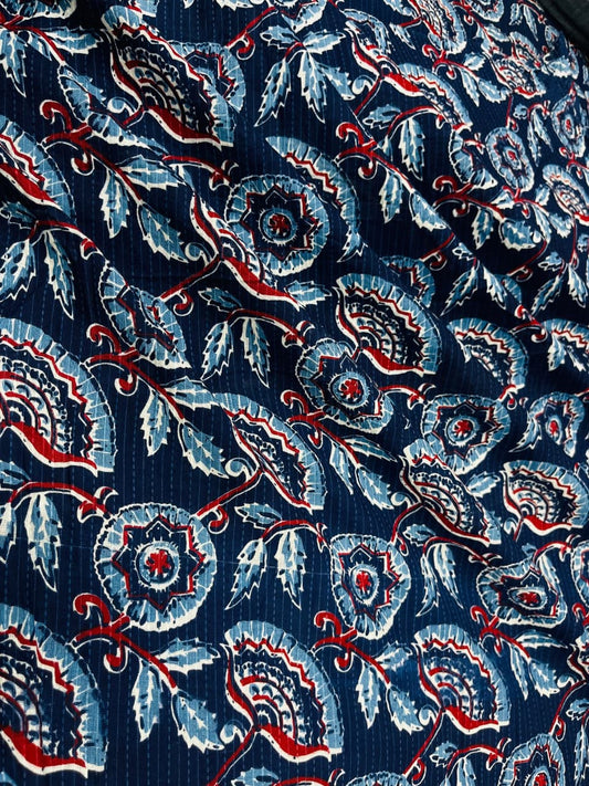 Ocean Blue Kantha Cambric Cotton