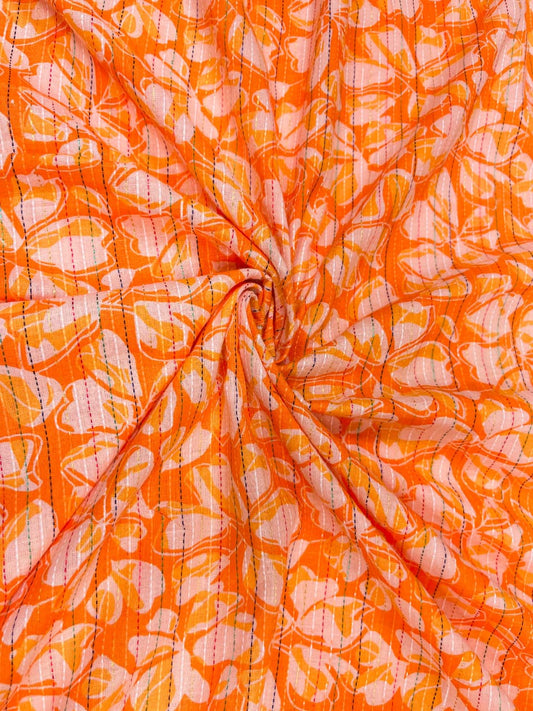 Orange Petal Kantha Cambric Cotton