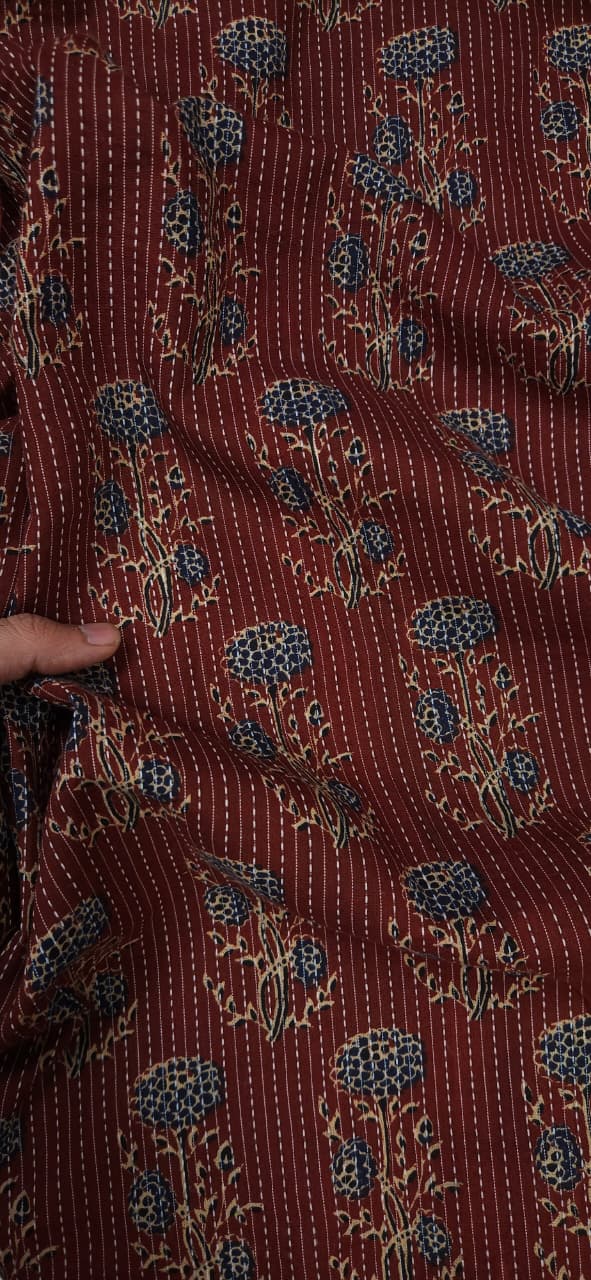 Maroon Kantha Cambric Cotton