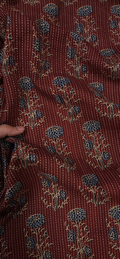 Maroon Kantha Cambric Cotton
