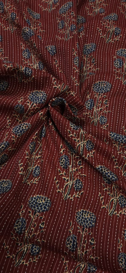 Maroon Kantha Cambric Cotton