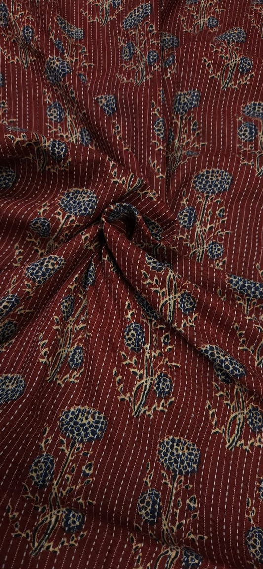 Maroon Kantha Cambric Cotton