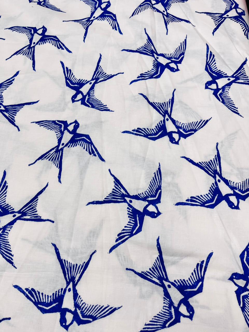 Blue Bird Printed Linen