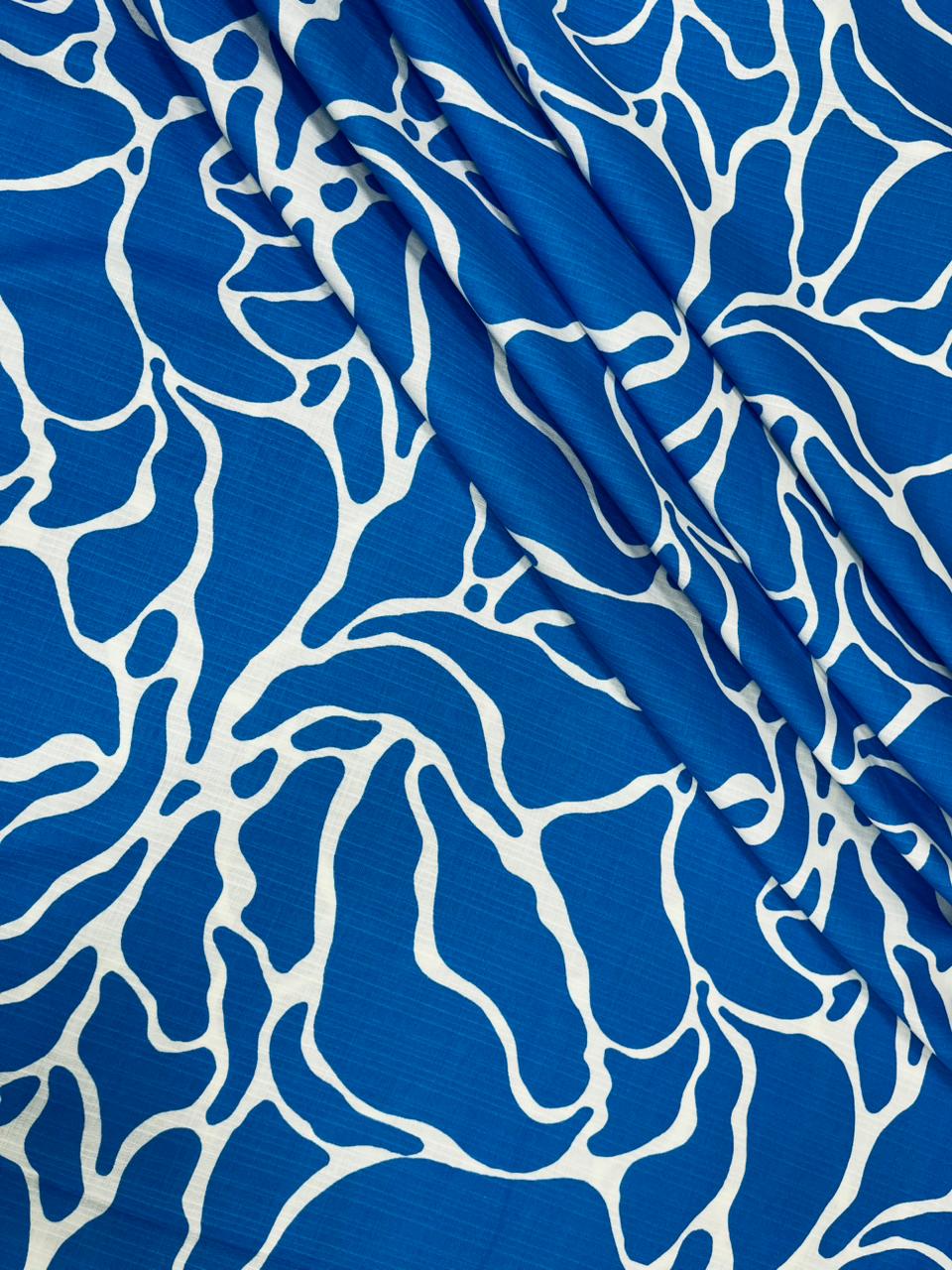 Electric Blue Printed Linen