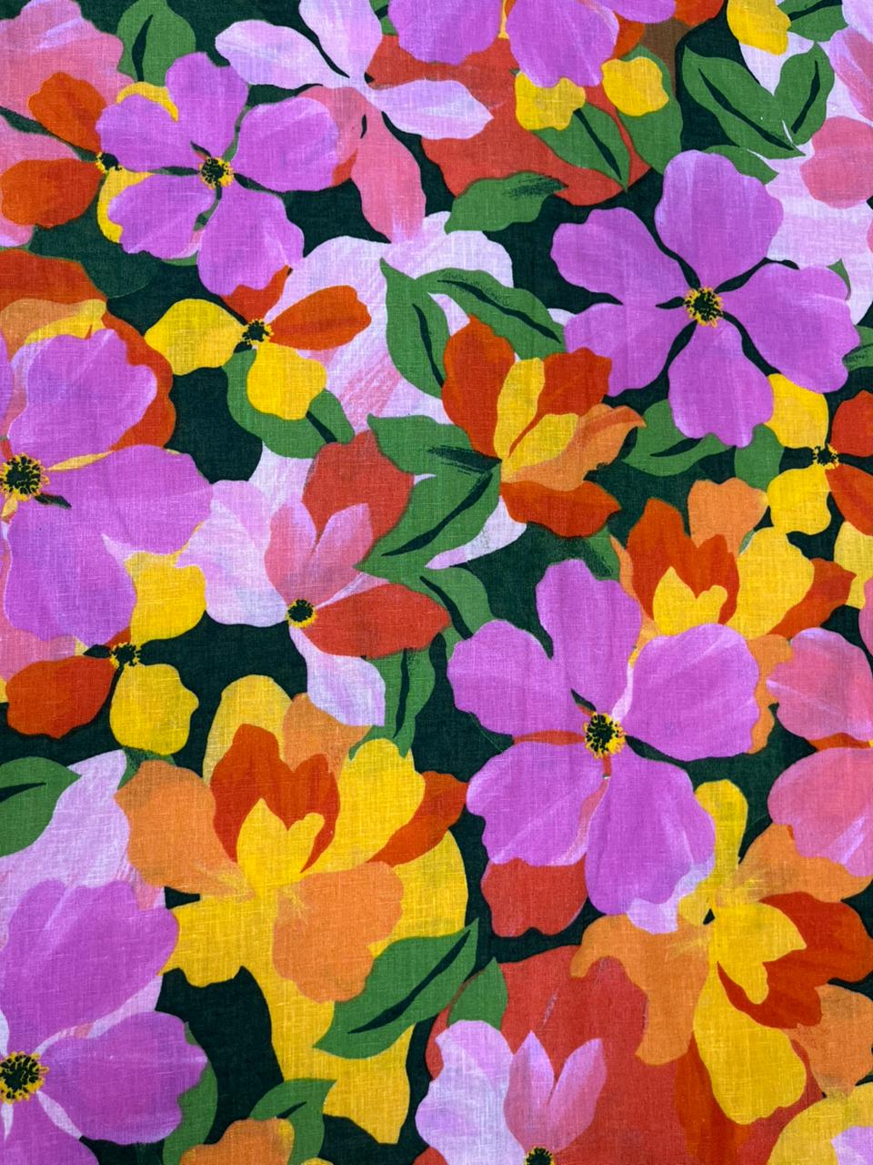 Multi-color Floral Printed Linen