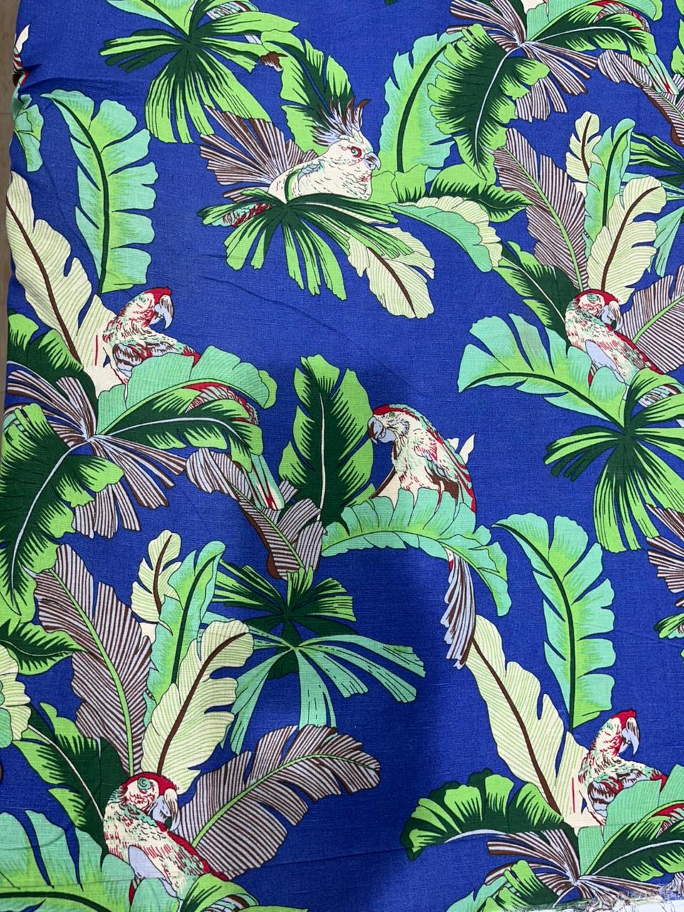 Deep Sea Floral Printed Linen