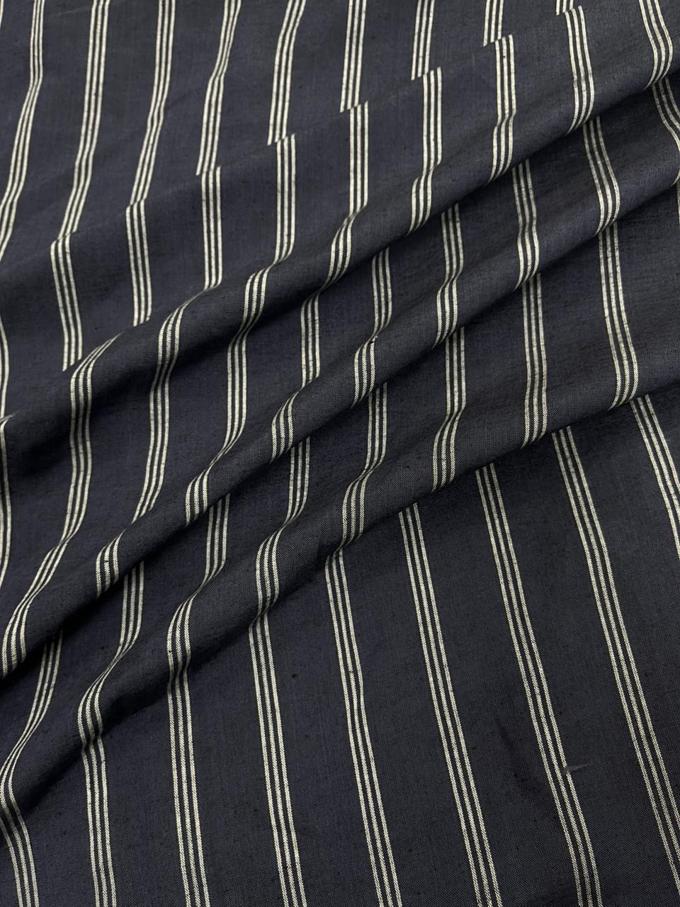 Black Multi Striped Printed Linen