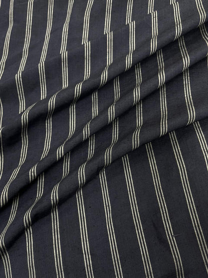 Black Multi Striped Printed Linen