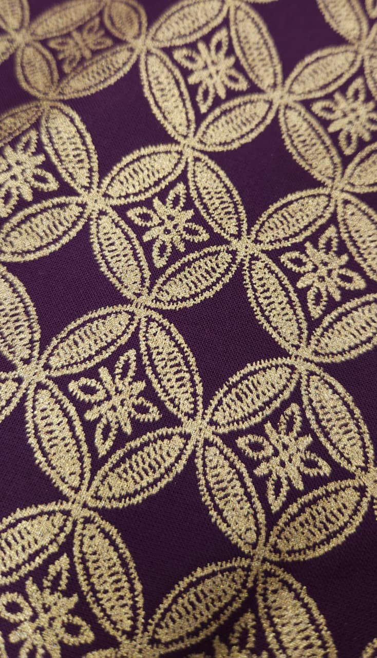 Wine Gold Designer Modal Rayon Fabric