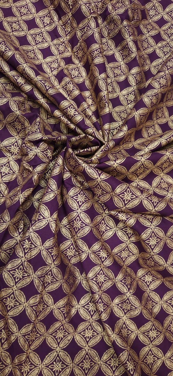 Wine Gold Designer Modal Rayon Fabric
