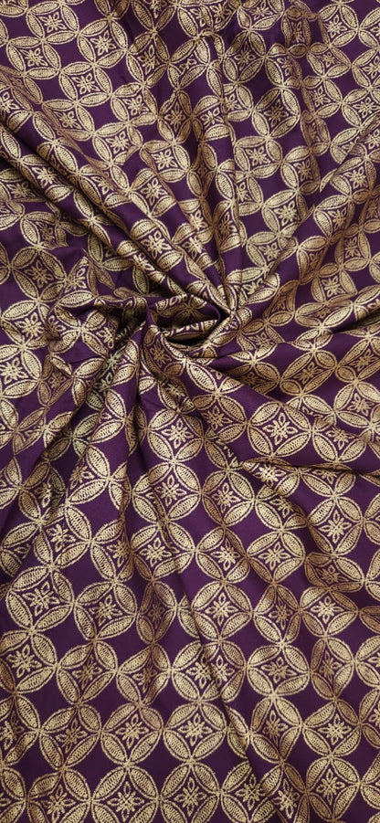 Wine Gold Designer Modal Rayon Fabric