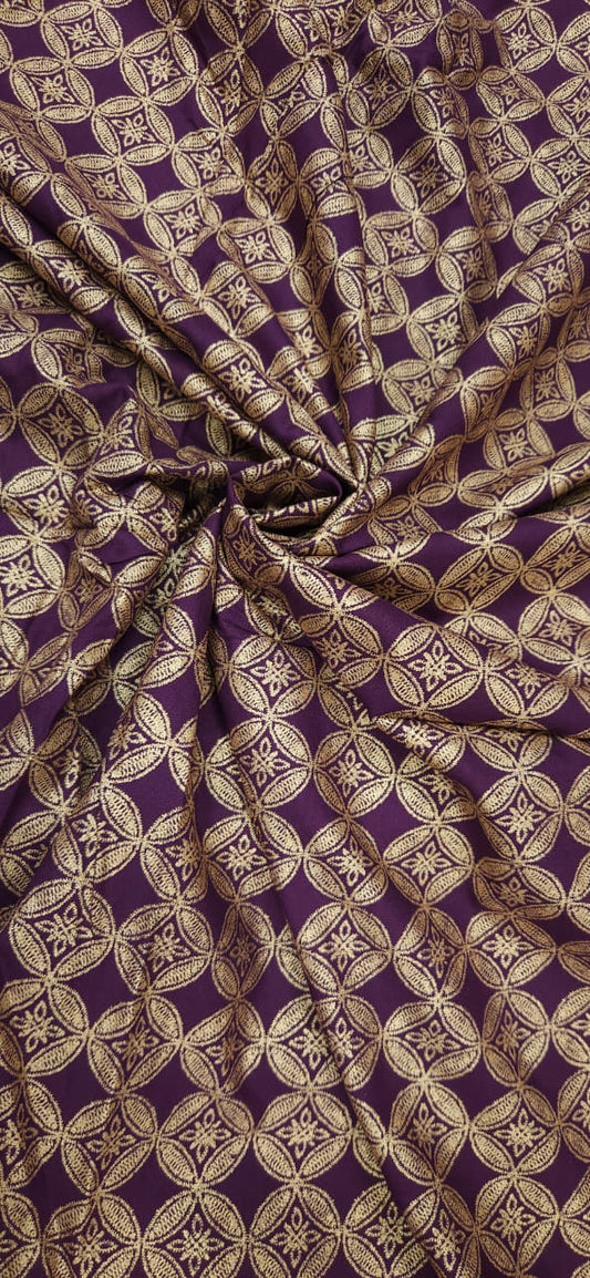 Wine Gold Designer Modal Rayon Fabric